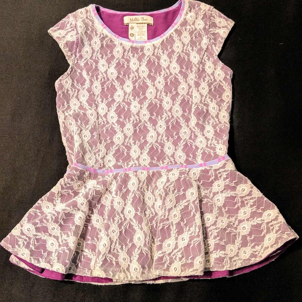 Matilda Jane Peplum Lace Top EUC